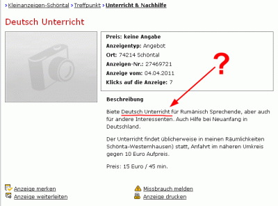 Eine Tüte Deutsch = 3 Geld?