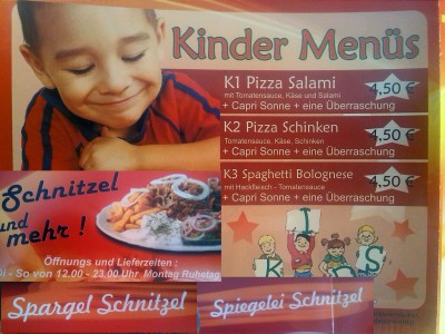 Kinder Menüs