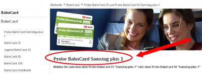 Probe Bahncard Samstag plus 1