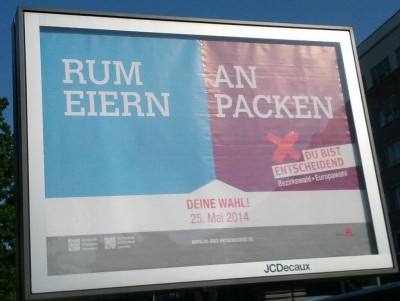 Rum an Eiern packen